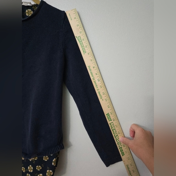 Ann Taylor LOFT Sweater Sz S Navy Tie Split Back Long Sleeve Mixed Media Top - Picture 5 of 12